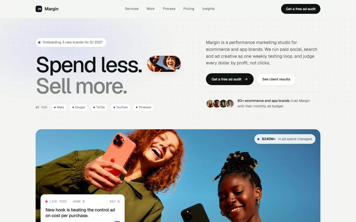 Margin home page on desktop